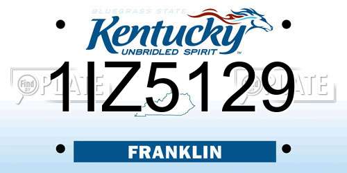 1IZ5129 Kentucky License Plate