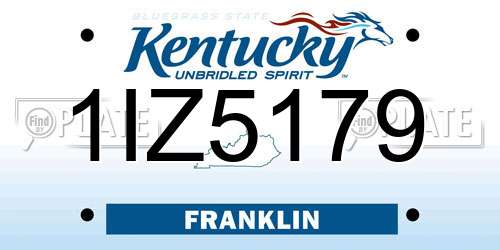 1IZ5179 Kentucky License Plate