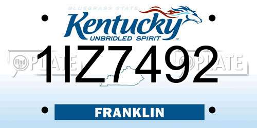 1IZ7492 Kentucky License Plate