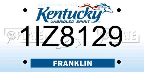 1IZ8129 Kentucky License Plate