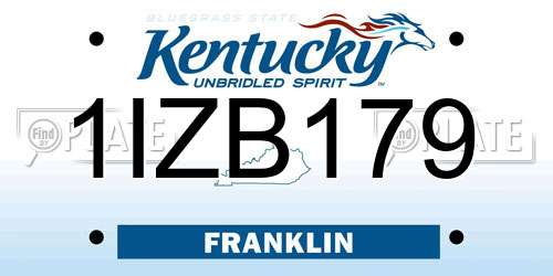 1IZB179 Kentucky License Plate