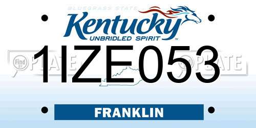1IZE053 Kentucky License Plate