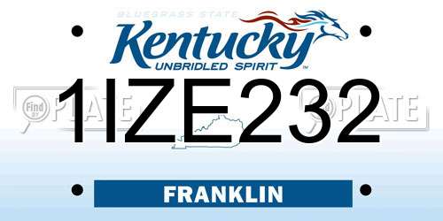 1IZE232 Kentucky License Plate