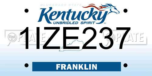 1IZE237 Kentucky License Plate