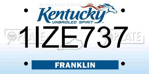 1IZE737 Kentucky License Plate