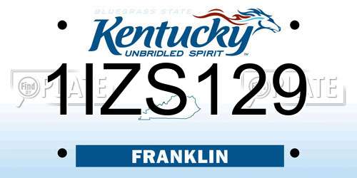 1IZS129 Kentucky License Plate