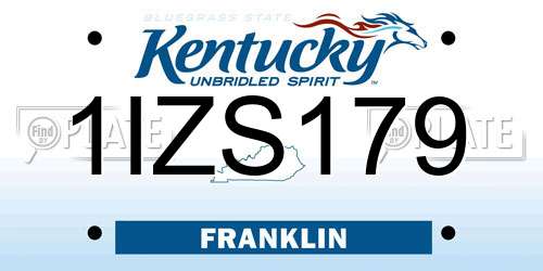 1IZS179 Kentucky License Plate