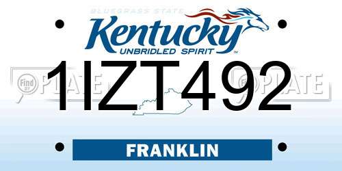 1IZT492 Kentucky License Plate