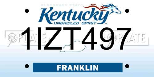 1IZT497 Kentucky License Plate