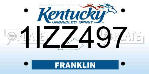 1IZZ497 Kentucky License Plate