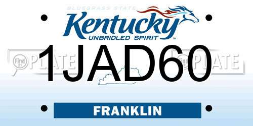 1JAD60 Kentucky License Plate