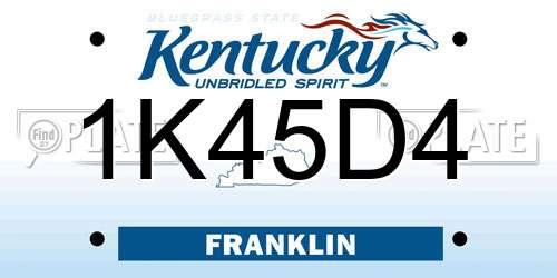 1K45D4 Kentucky License Plate