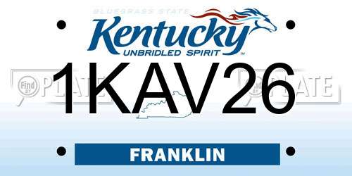 1KAV26 Kentucky License Plate