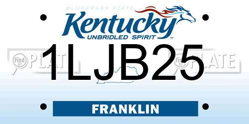 1LJB25 Kentucky License Plate