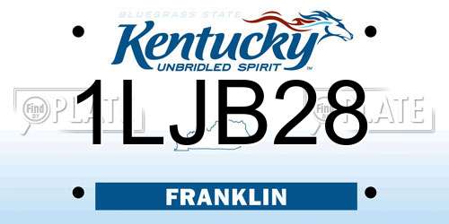 1LJB28 Kentucky License Plate