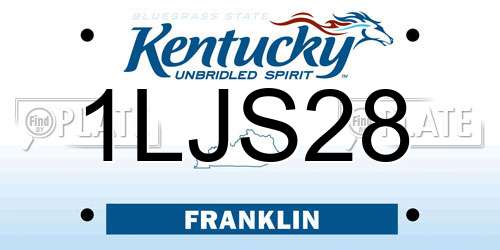 1LJS28 Kentucky License Plate