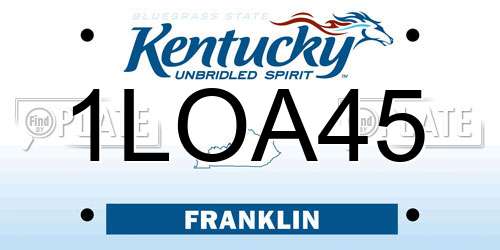 1LOA45 Kentucky License Plate