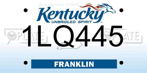 1LQ445 Kentucky License Plate