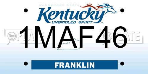 1MAF46 Kentucky License Plate
