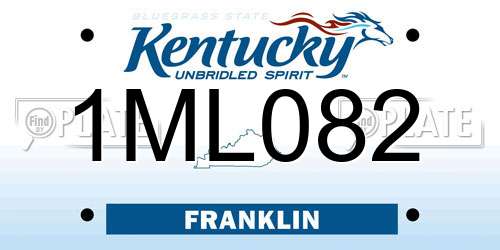 1ML082 Kentucky License Plate