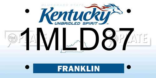 1MLD87 Kentucky License Plate