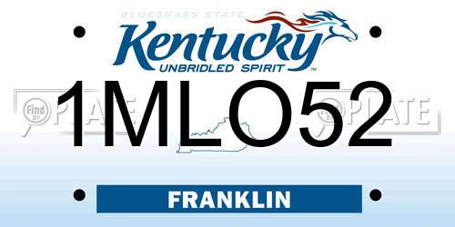 1MLO52 Kentucky License Plate