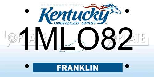 1MLO82 Kentucky License Plate