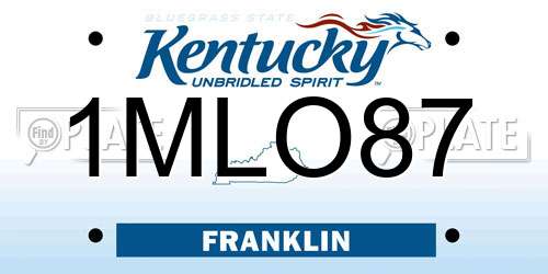1MLO87 Kentucky License Plate