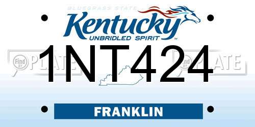 1NT424 Kentucky License Plate
