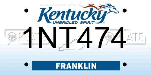 1NT474 Kentucky License Plate