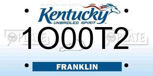 1O00T2 Kentucky License Plate
