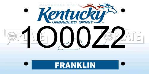 1O00Z2 Kentucky License Plate