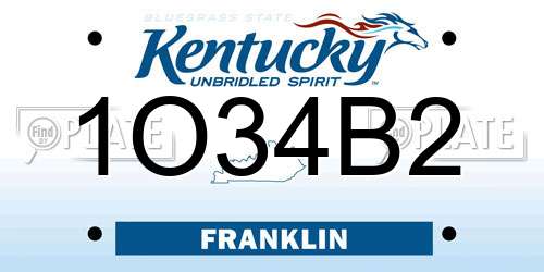 1O34B2 Kentucky License Plate