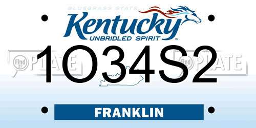 1O34S2 Kentucky License Plate