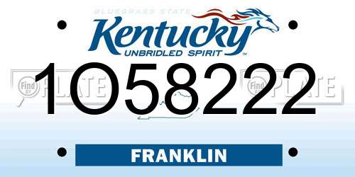 1O58222 Kentucky License Plate