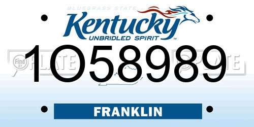 1O58989 Kentucky License Plate