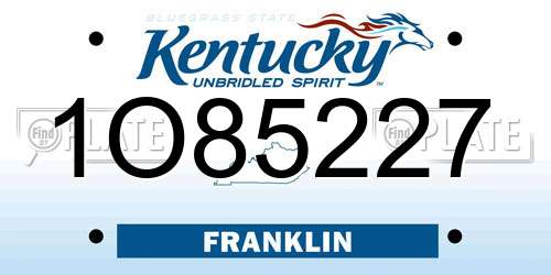 1O85227 Kentucky License Plate