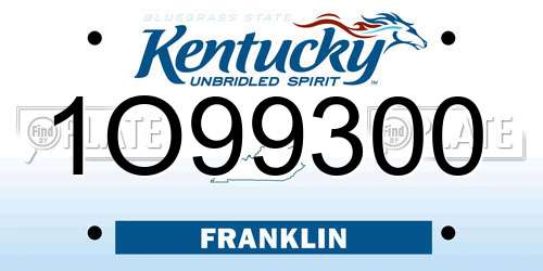 1O99300 Kentucky License Plate