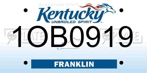 1OB0919 Kentucky License Plate