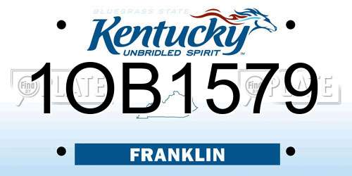 1OB1579 Kentucky License Plate