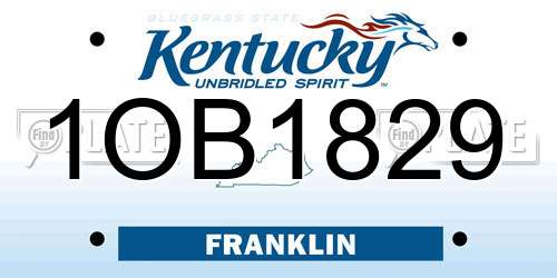 1OB1829 Kentucky License Plate