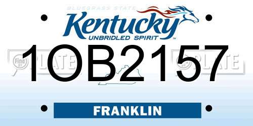 1OB2157 Kentucky License Plate