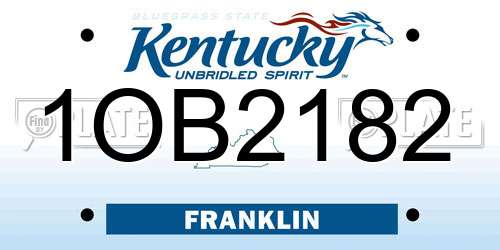 1OB2182 Kentucky License Plate