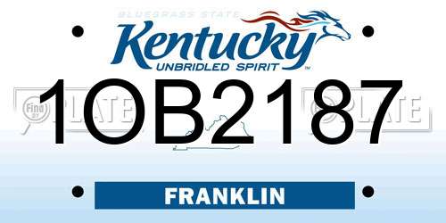 1OB2187 Kentucky License Plate