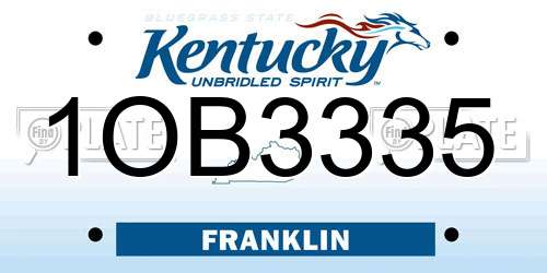 1OB3335 Kentucky License Plate