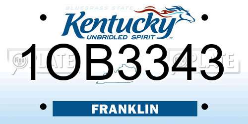 1OB3343 Kentucky License Plate