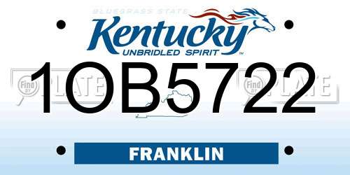 1OB5722 Kentucky License Plate