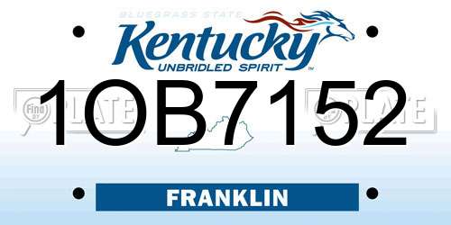 1OB7152 Kentucky License Plate