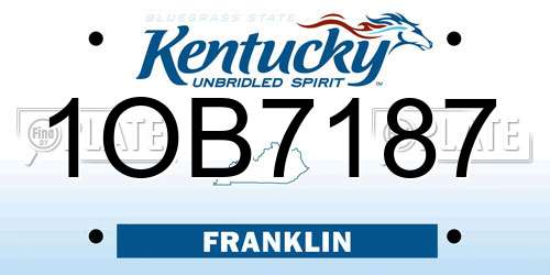 1OB7187 Kentucky License Plate