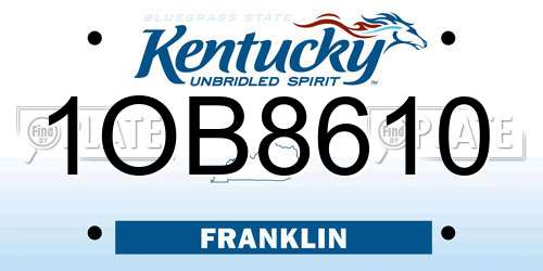 1OB8610 Kentucky License Plate